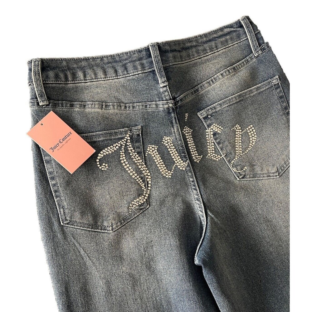 Juicy Couture Jeans 9/29 "Lunita" Y2K High Rise Wide Leg Relaxed Bedazzled NEW